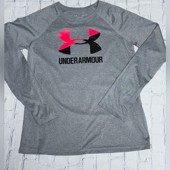 Under Armour Other - Under Armour Gray Long Sleeve with Coral and Black Logo
